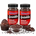 Bakerpan Chocolate Sprinkles for Cake Decorating - 2 Bottles of 4.3 Ounces Chocolate Jimmies Sprinkles for Ice Cream, Baking, Cupcakes, Cookies (Made