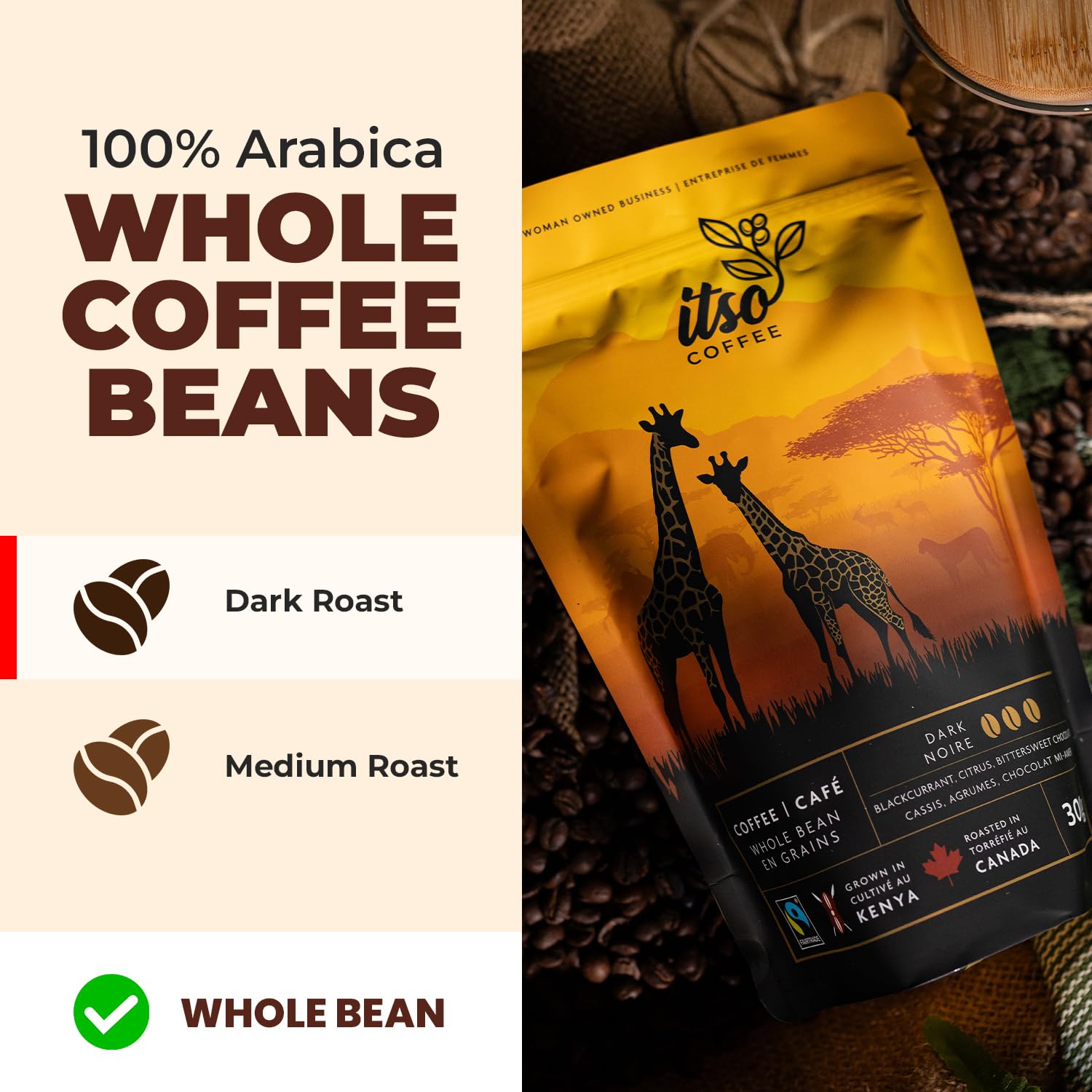 Dark Roast Whole Bean Coffee - Bold & Smooth Arabica for Espresso & Cold Brew - Fresh Roasted Specialty Coffee, Single Origin 300g Bag - Premium