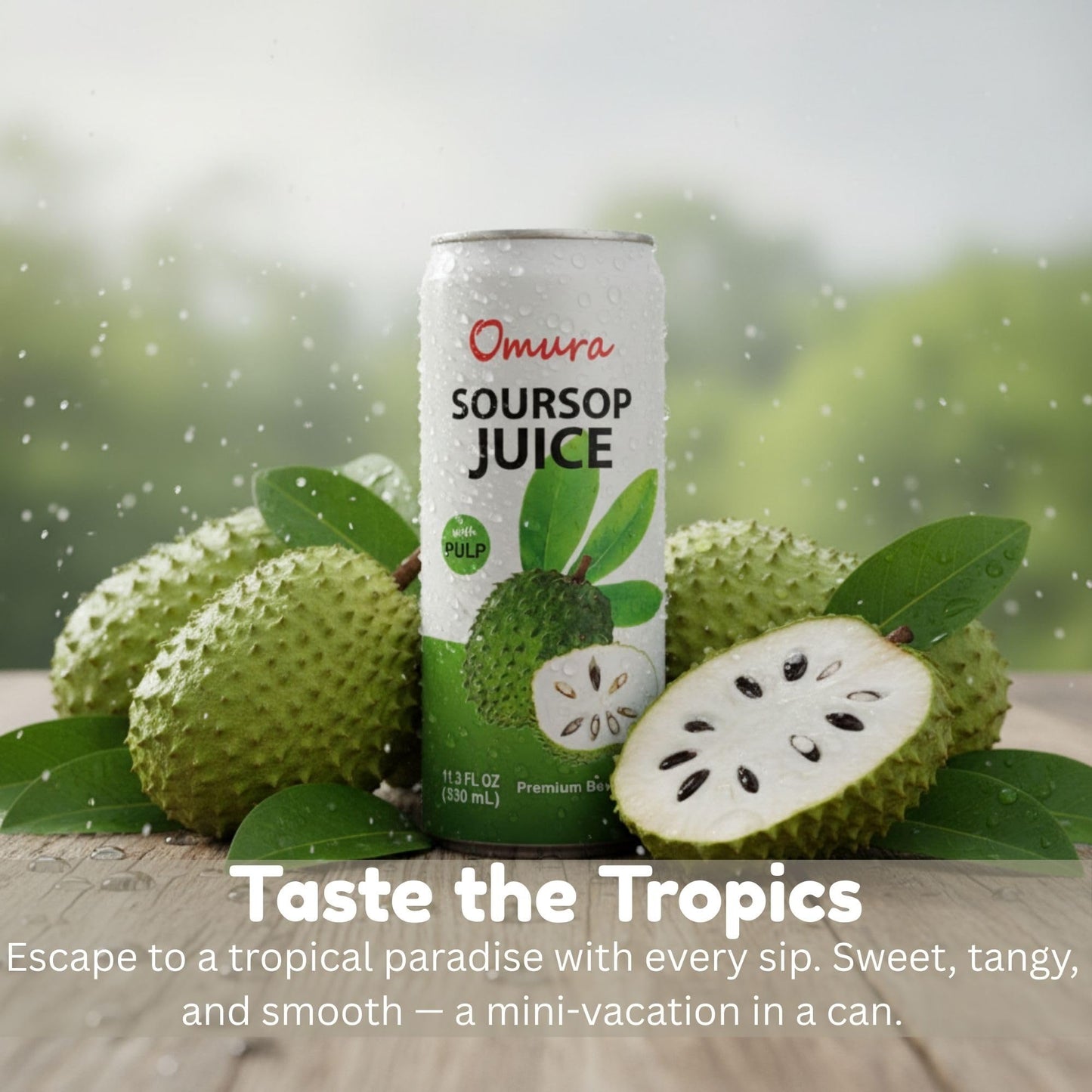 Omura Soursop Juice Drink with Pulp 11.3 Fl Oz (12-Pack) | Refreshing Tropical Fruit Beverage | Graviola Guanabana Juice