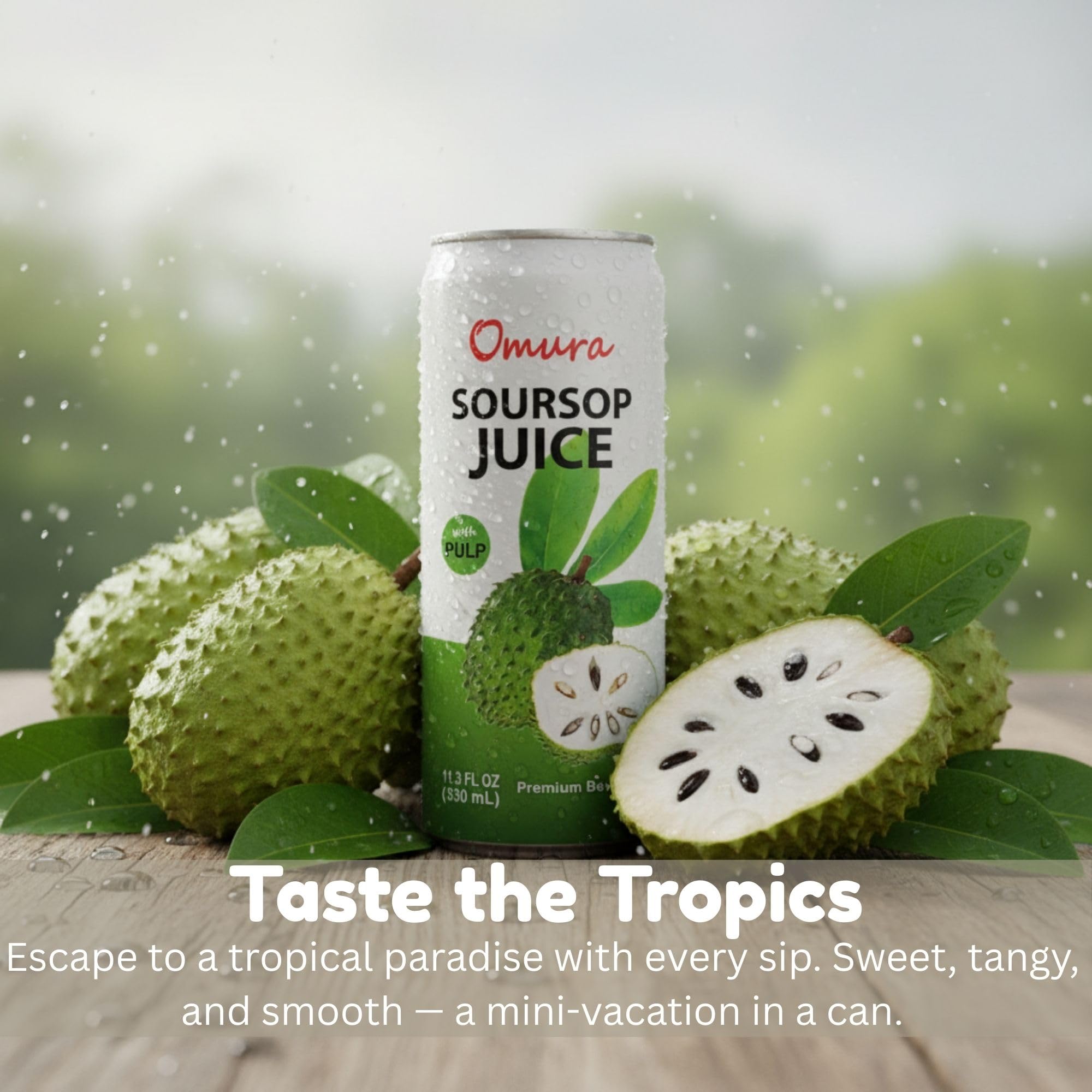 Omura Soursop Juice Drink with Pulp 11.3 Fl Oz (12-Pack) | Refreshing Tropical Fruit Beverage | Graviola Guanabana Juice