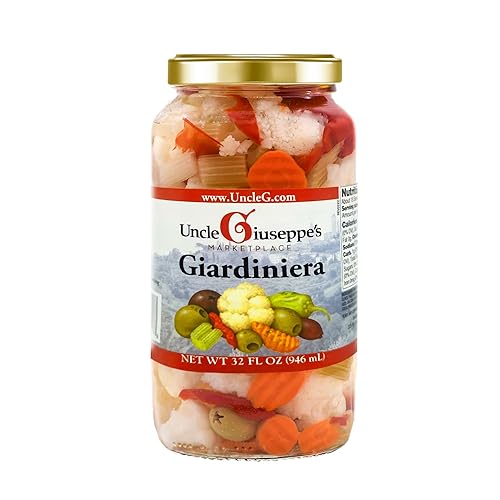 Uncle Giuseppe’s Giardiniera - 32 fl oz Jar - Italian-Style Pickled Vegetable Medley, Crisp & Zesty, All-Natural (Pack of 1)