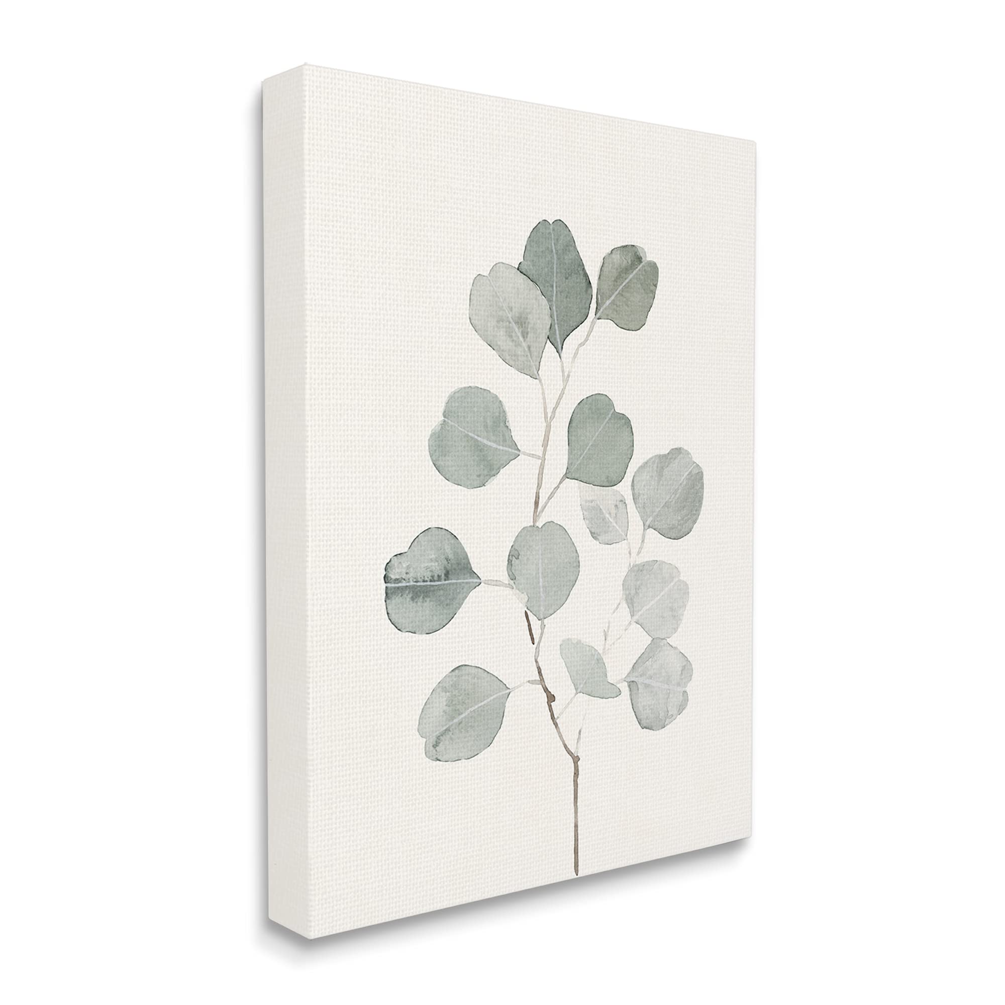 'Flattened Sage Botanical Stem Delicate Leaf'| Canvas Art