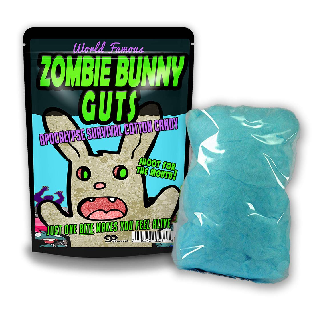 Zombie Bunny Guts Cotton Candy - Zombie rabbit apocalypse survival design - Easter candy for kids - Gluten-free, Made in America, Blue cotton candy