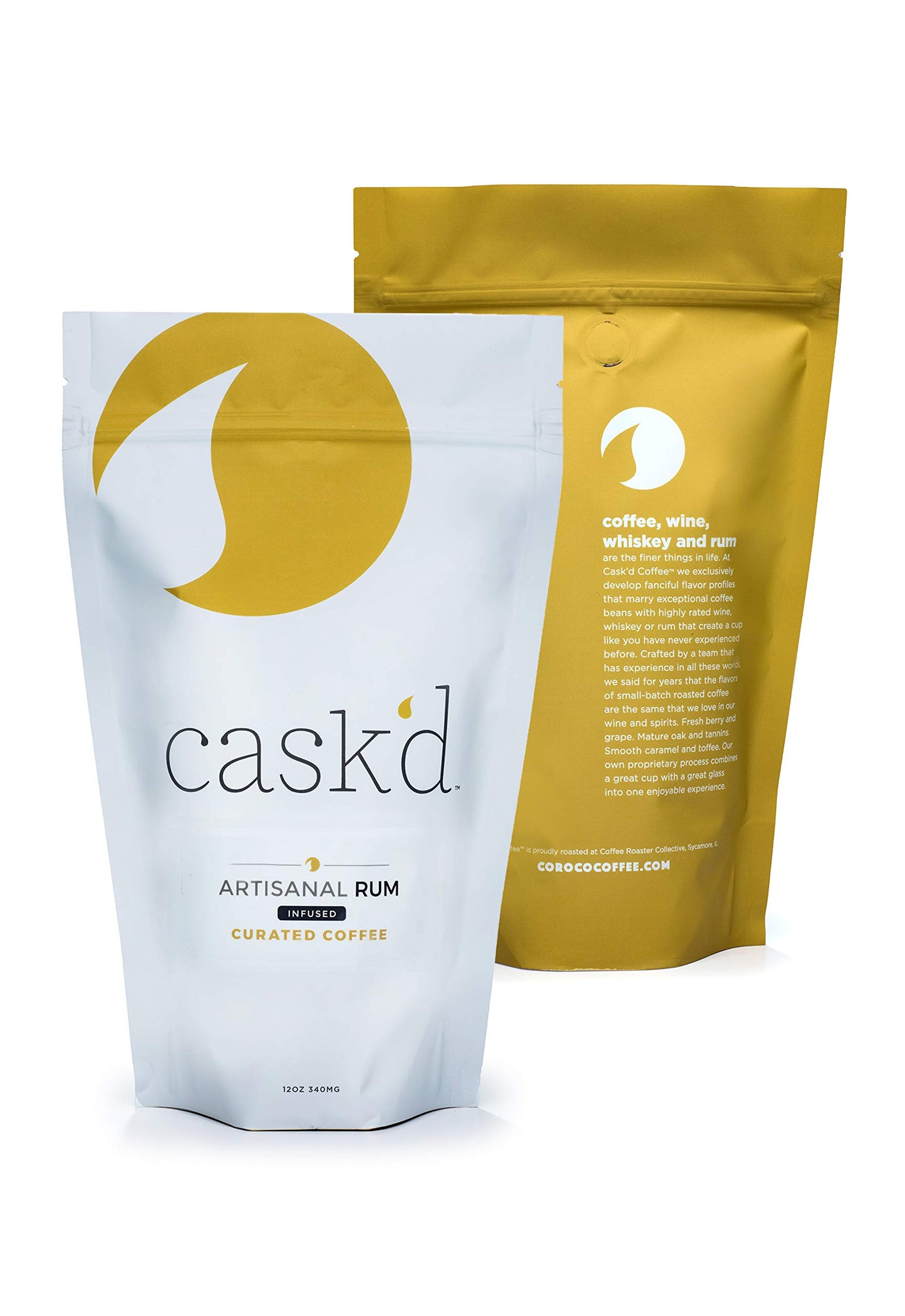 Cask’d Artisanal Rum Coffee - Made with Medium Roast Brazilian Coffee Beans - Non-Alcoholic & Hand-Roasted Single-Origin Coffee with Dark Rum