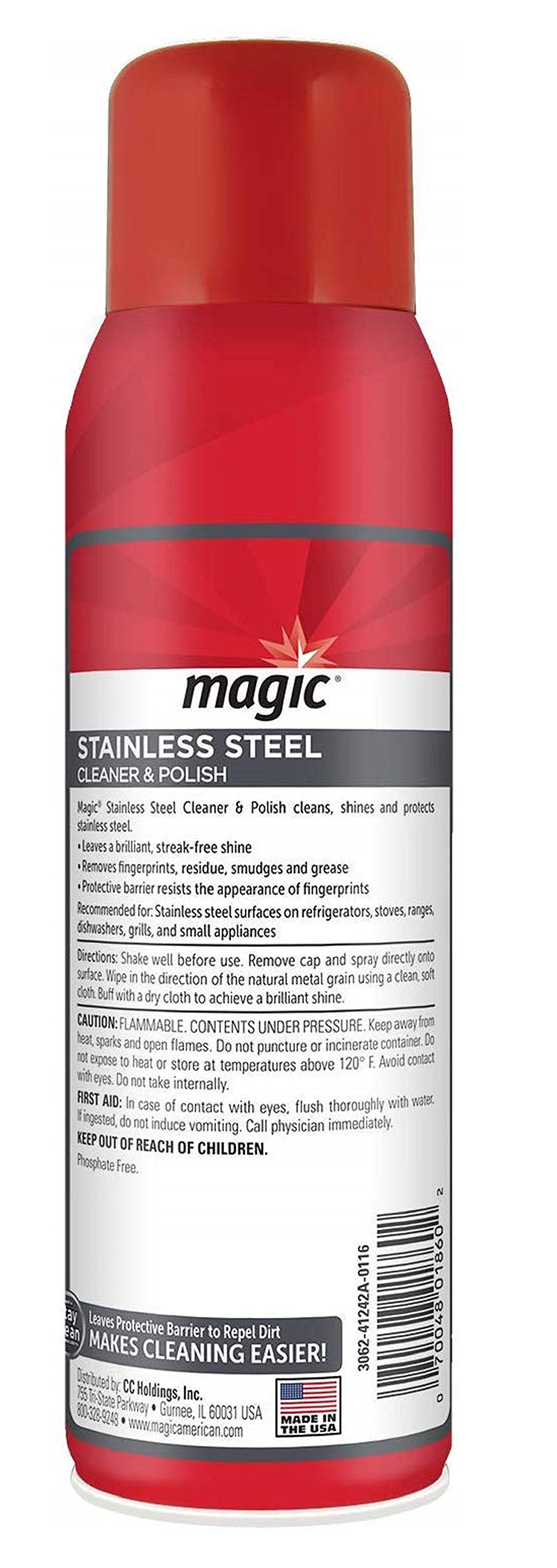 Magic Stainless Steel Cleaner Aerosol - 17 Ounce (2 Pack)- Removes Fingerprints Residue Water Marks and Grease from Appliances - Refrigerator