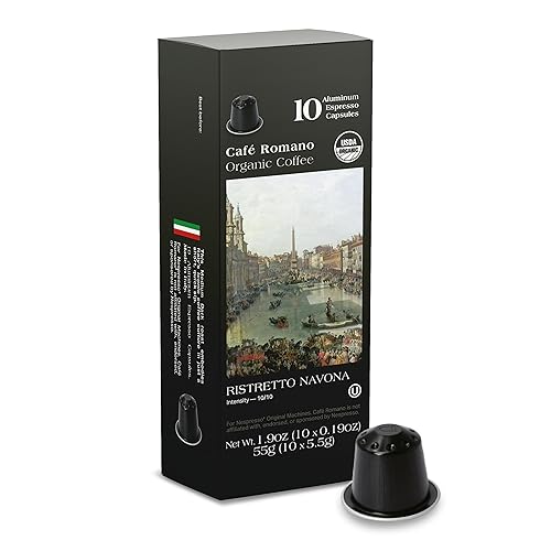 Organic USDA Café Romano Coffee Aluminum Espresso Pods For Nespresso Origninal Machine 100 Pack Italian Espresso Coffee 100% Arabica (Ristretto)
