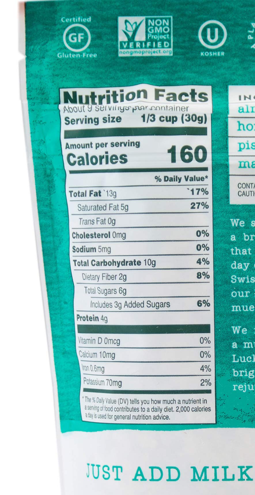 Seven Sundays Lucky Day Matcha Grain Free Muesli Cereal (10 oz) | Paleo Friendly | Gluten Free Certified | No Refined Sugar | Non-GMO Verified, Lucky