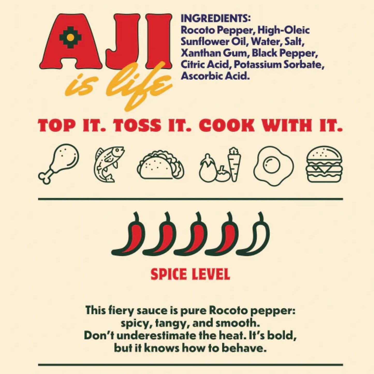 Aji Rojo Peruvian Hot Sauce - Bold Red Chili Sauce with Rocoto Peppers Smoky Tangy Heat - Vegan, Soy & Gluten Free, Paleo and Keto Friendly - Gourmet