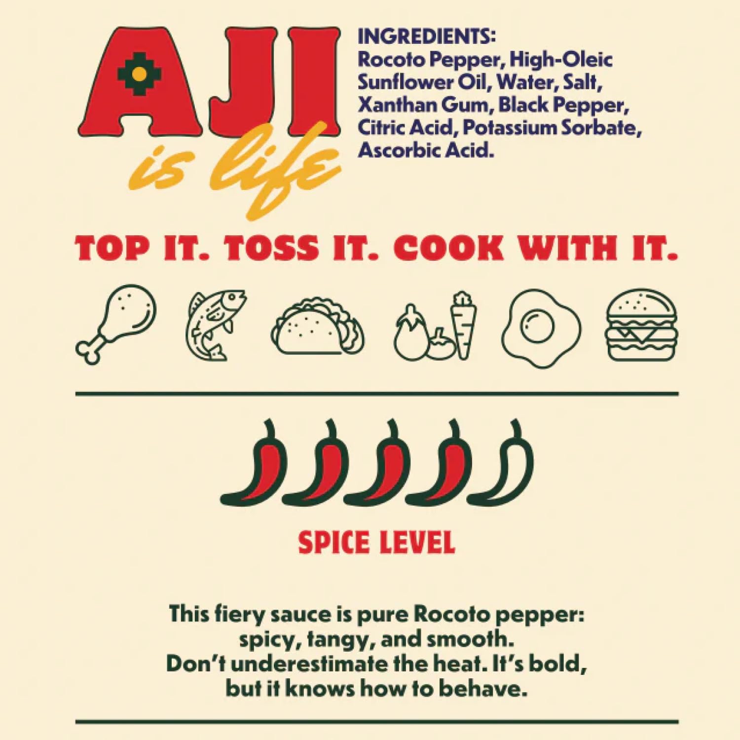 Aji Rojo Peruvian Hot Sauce - Bold Red Chili Sauce with Rocoto Peppers Smoky Tangy Heat - Vegan, Soy & Gluten Free, Paleo and Keto Friendly - Gourmet