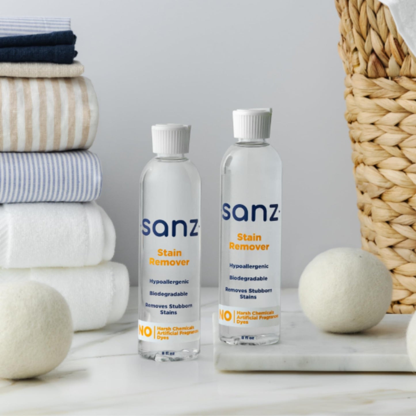 SANZ Stain Remover - For Stubborn Stains & Odors, No Residue, Hypoallergenic, Biodegradable, Zero Harsh Ingredients, 8 oz