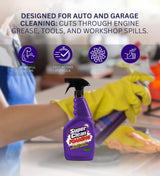 Super Clean Citrus Scent Foaming Cleaner and Degreaser Spray 32 oz Bundle with Microfiber Cloth - Heavy Duty Degreaser for Kitchen, Oil, Grime