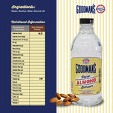 Goodman's Pure Almond Extract - Gluten-Free, Non-GMO, Kosher, Low Carb & Low Calorie - Ideal for Baking, Cooking, and Beverages - No Artificial