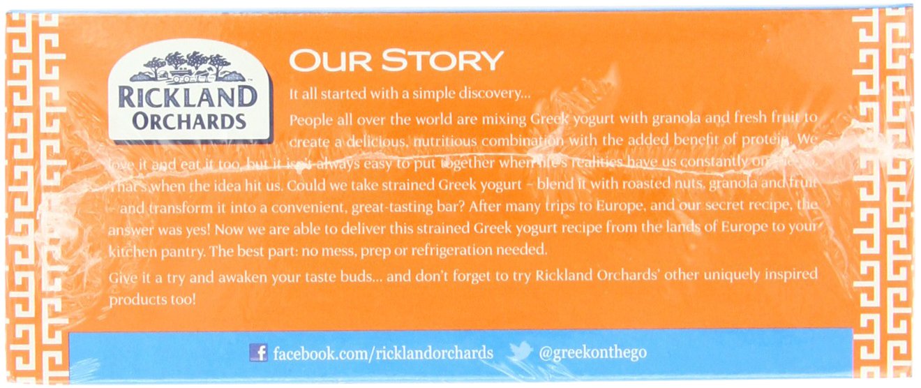 Rickland Orchards Greek Yogurt Covered Granola Bar, Orchard Peach, 1.4 Ounce (Pack of 12)