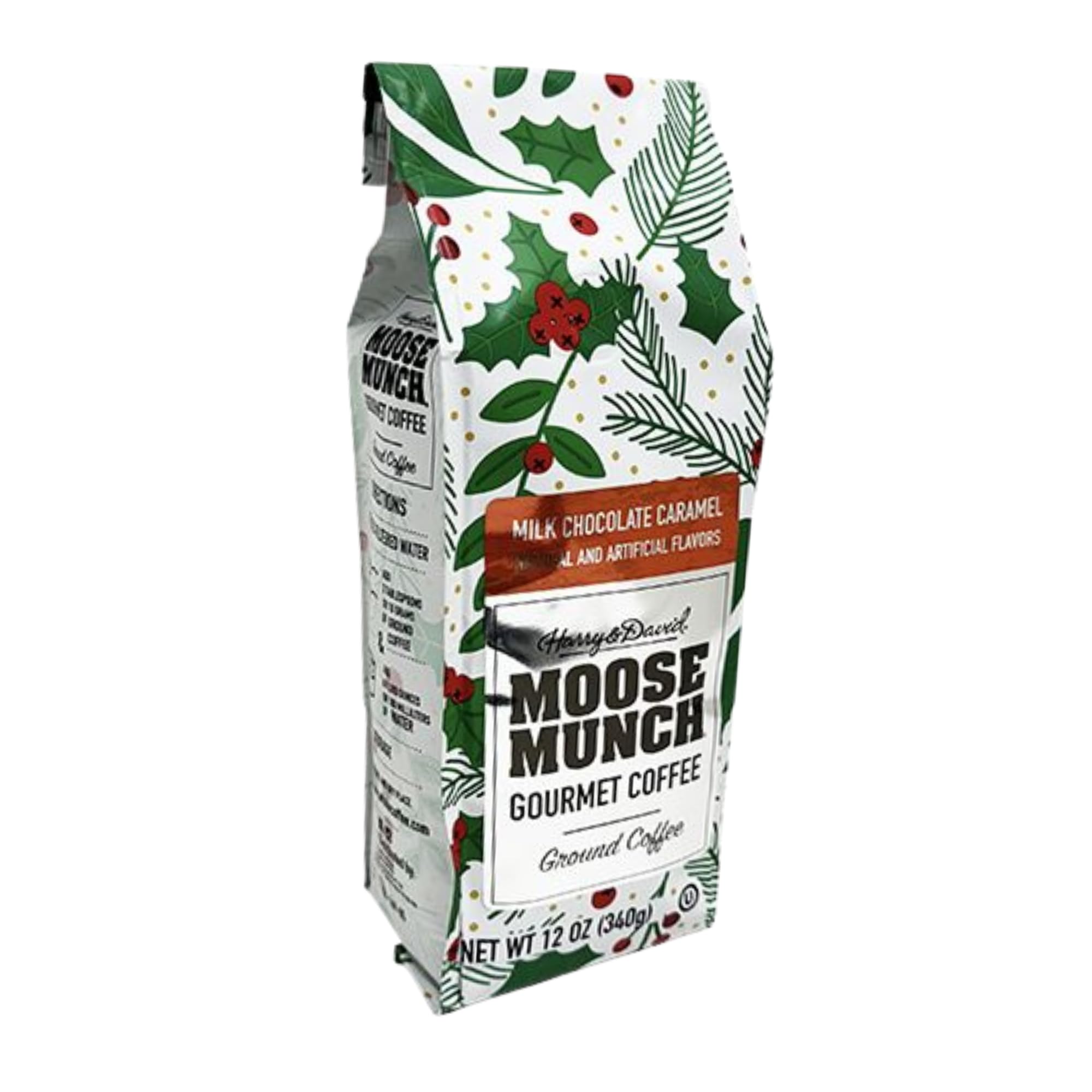 Harry & David Moose Munch Milk Chocolate Caramel Flavored Gourmet Ground Coffee, 100% Arabica, Holiday Limited Edition - 12 Ounce