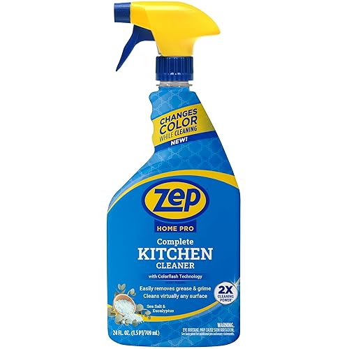 Zep Home Pro Complete Kitchen Cleaner with Color Flash Technology - 24 oz (Pack of 1) - R55206 - Patent Pending Formula Changes Color From Blue