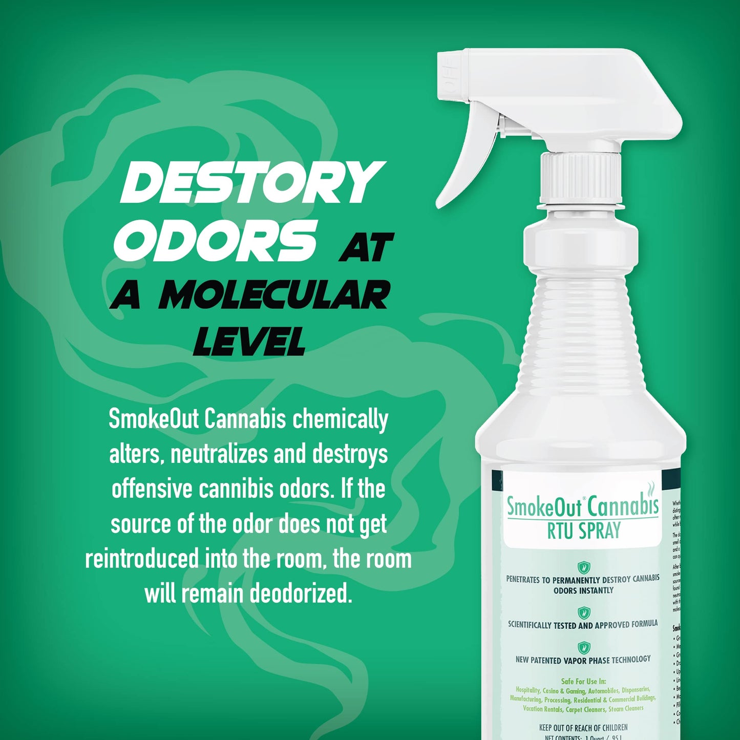 SmokeOut - Commercial Strength Cannabis Odor Eliminator - Neutralizer, Deodorizer, Odor Remover (32 ounce)