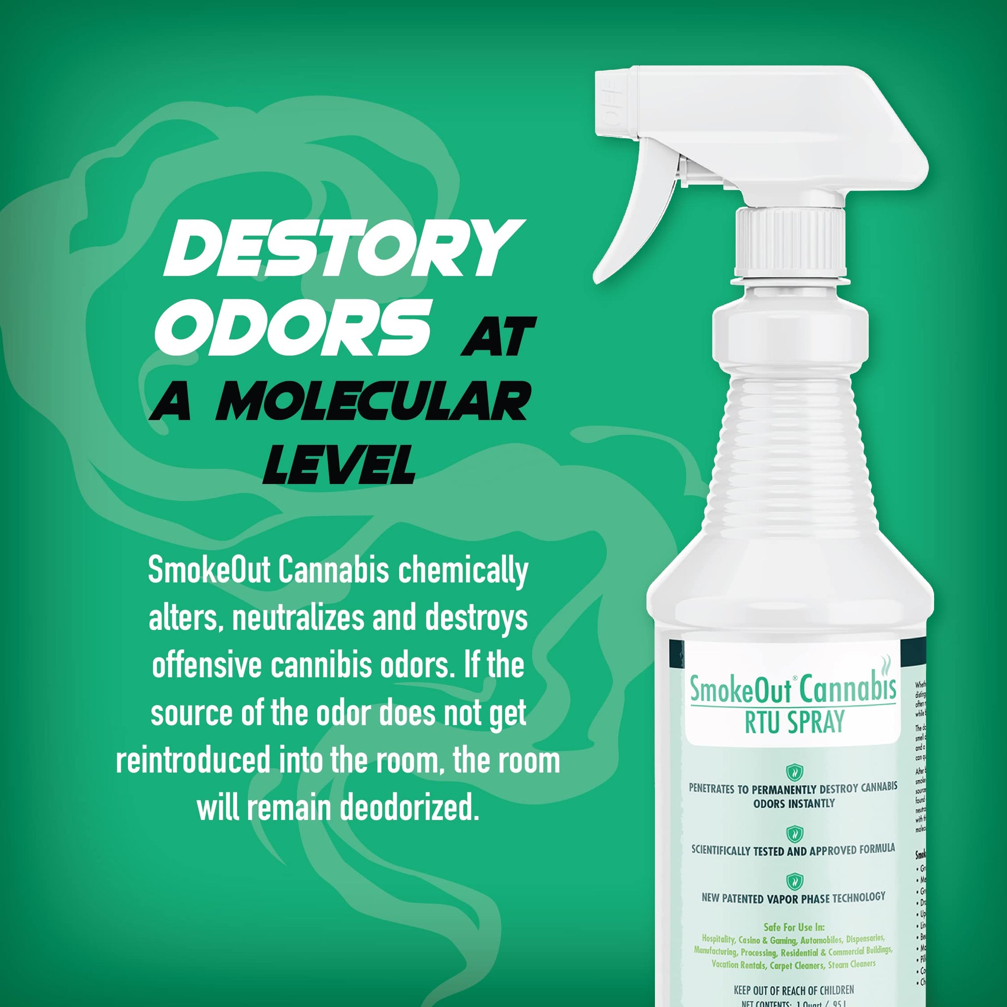 SmokeOut - Commercial Strength Cannabis Odor Eliminator - Neutralizer, Deodorizer, Odor Remover (32 ounce)