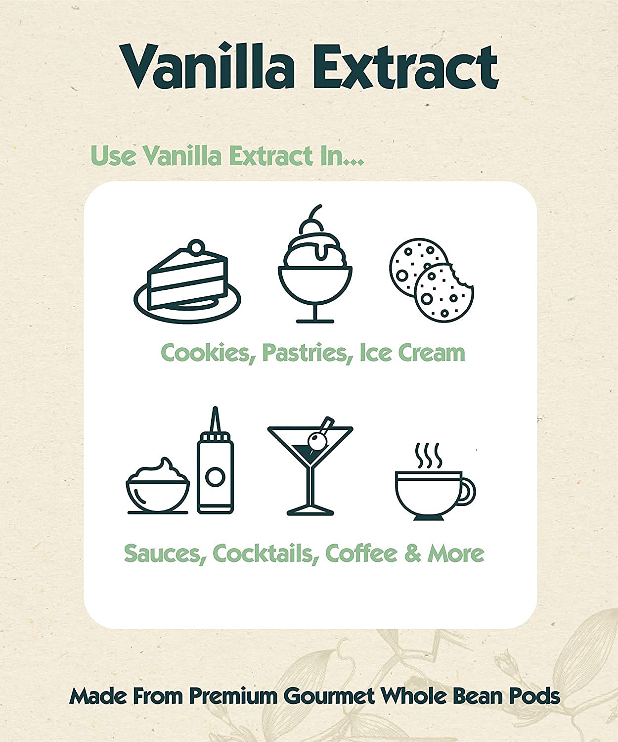 32 oz Pure Vanilla Extract - 100% Real Vanilla Extract - For Cooking, Drinks & Desserts - 100% Vegan, Sugar Free & Kosher - Non-GMO & Gluten-Free