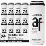 AUTOFOCUS Functional Energy Drink - Natural Focus Drink with Coffee Fruit & L-Theanine - Clean Caffeine Brain Booster - No Added Sugar. Productivity