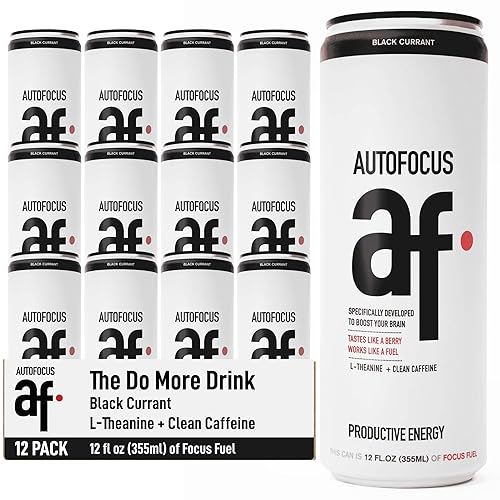 AUTOFOCUS Functional Energy Drink - Natural Focus Drink with Coffee Fruit & L-Theanine - Clean Caffeine Brain Booster - No Added Sugar. Productivity