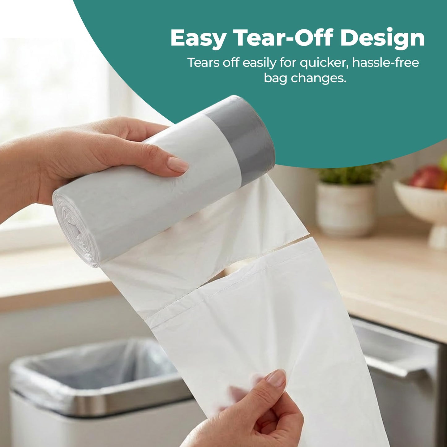 Small Trash Bags 2.5 Gallon (6L) - 60 Count Premium Heavy Duty Garbage Bags, Strong Tear-Resistant, Leak-Proof, Perfect for Bathroom, Office & Bedroom