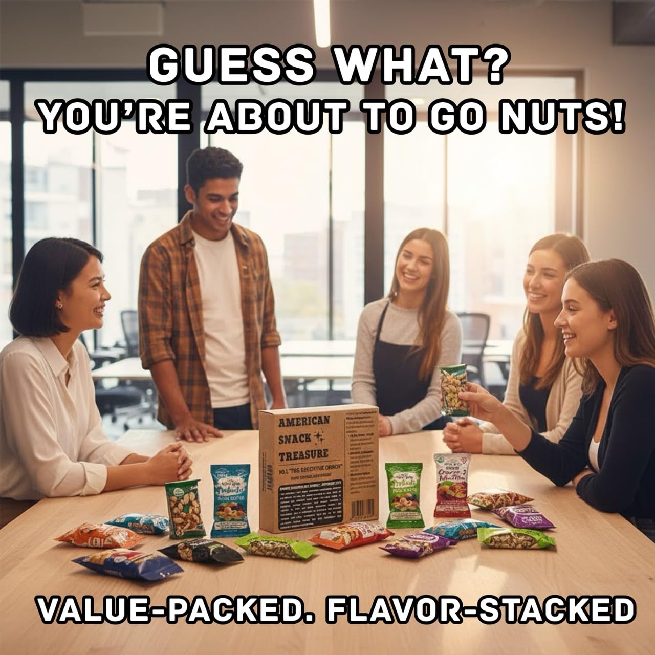 American Snacks Treasure Series No. 1 "THE EXECUTIVE CRUNCH" | Healthy Snacks Variety Pack: 30 Assorted Nuts Individual Packs Bulk - Cashew