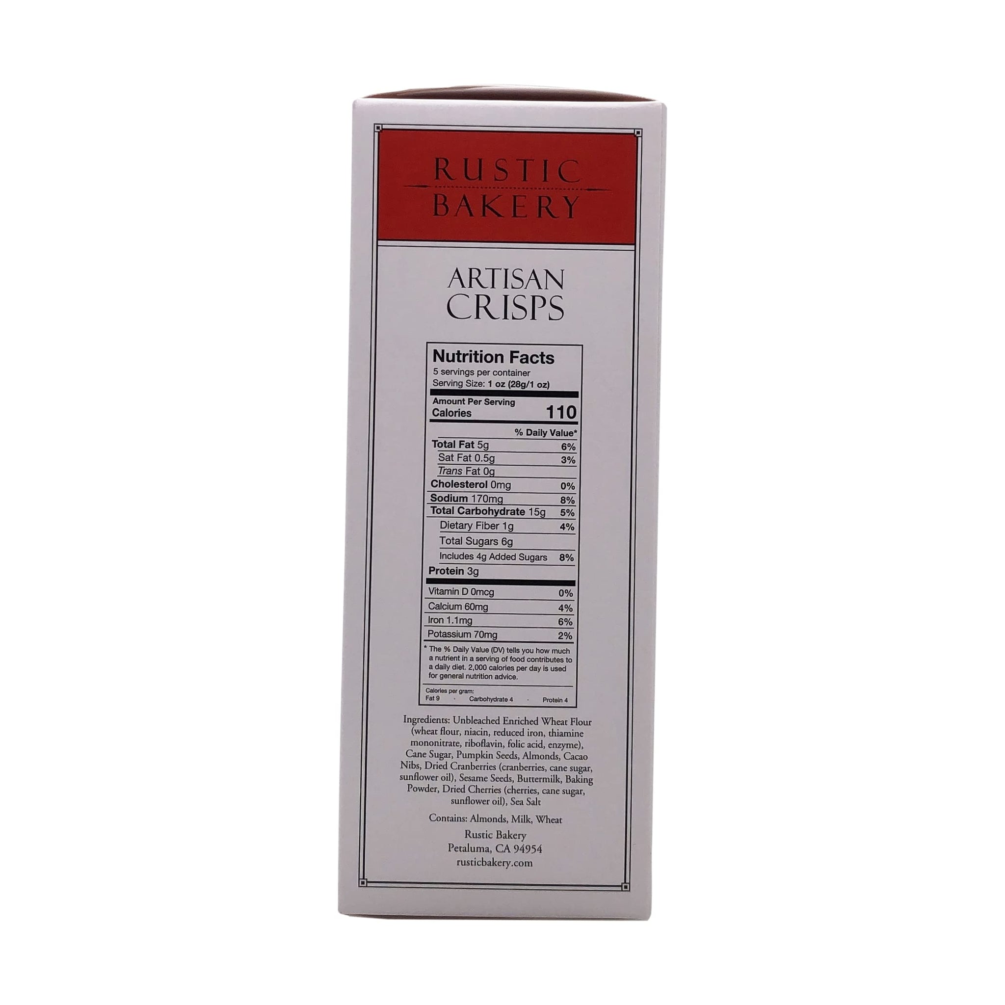Rustic Bakery, Crisps Tart Cherry Cacao Nib Almond, 5 Ounce