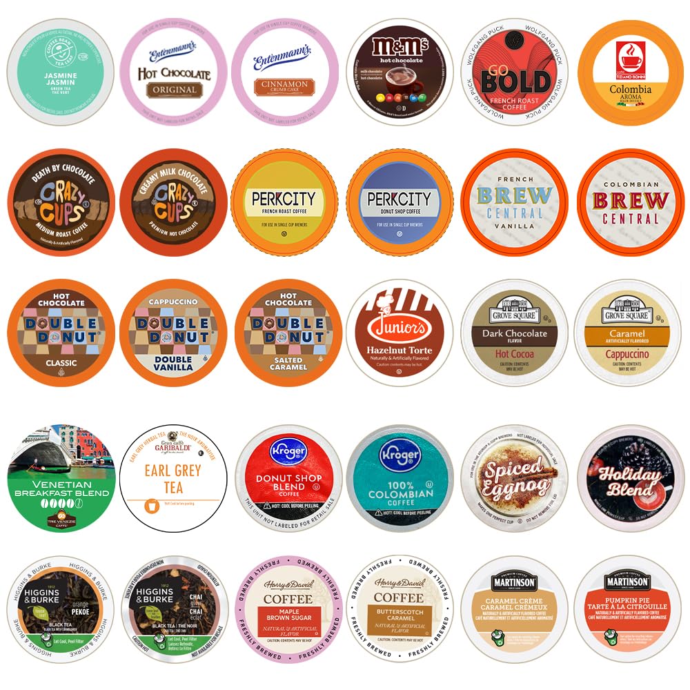 Perfect Samplers Coffee Tea Cider Cappuccino Hot Chocolate Single Serve Cups For Keurig K Cup Brewers Variety Pack Sampler 30 Sampler All unique cups