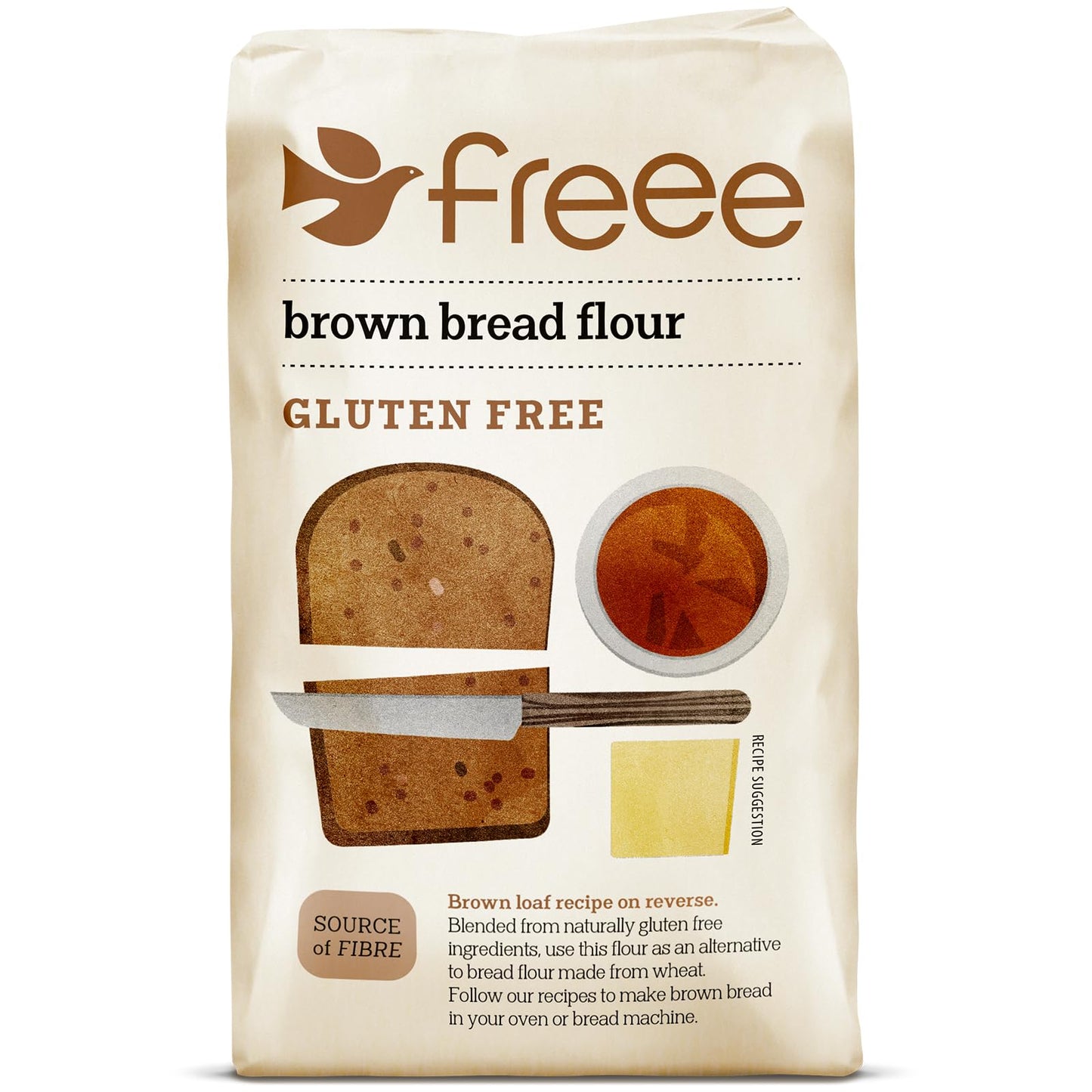 freee Brown Bread Flour | Unbleached & Gluten-Free | Freshly Milled Wheat Flour for Home Bread Baking & Bread Machine | Imported from UK | 35.27 Oz (1kg)