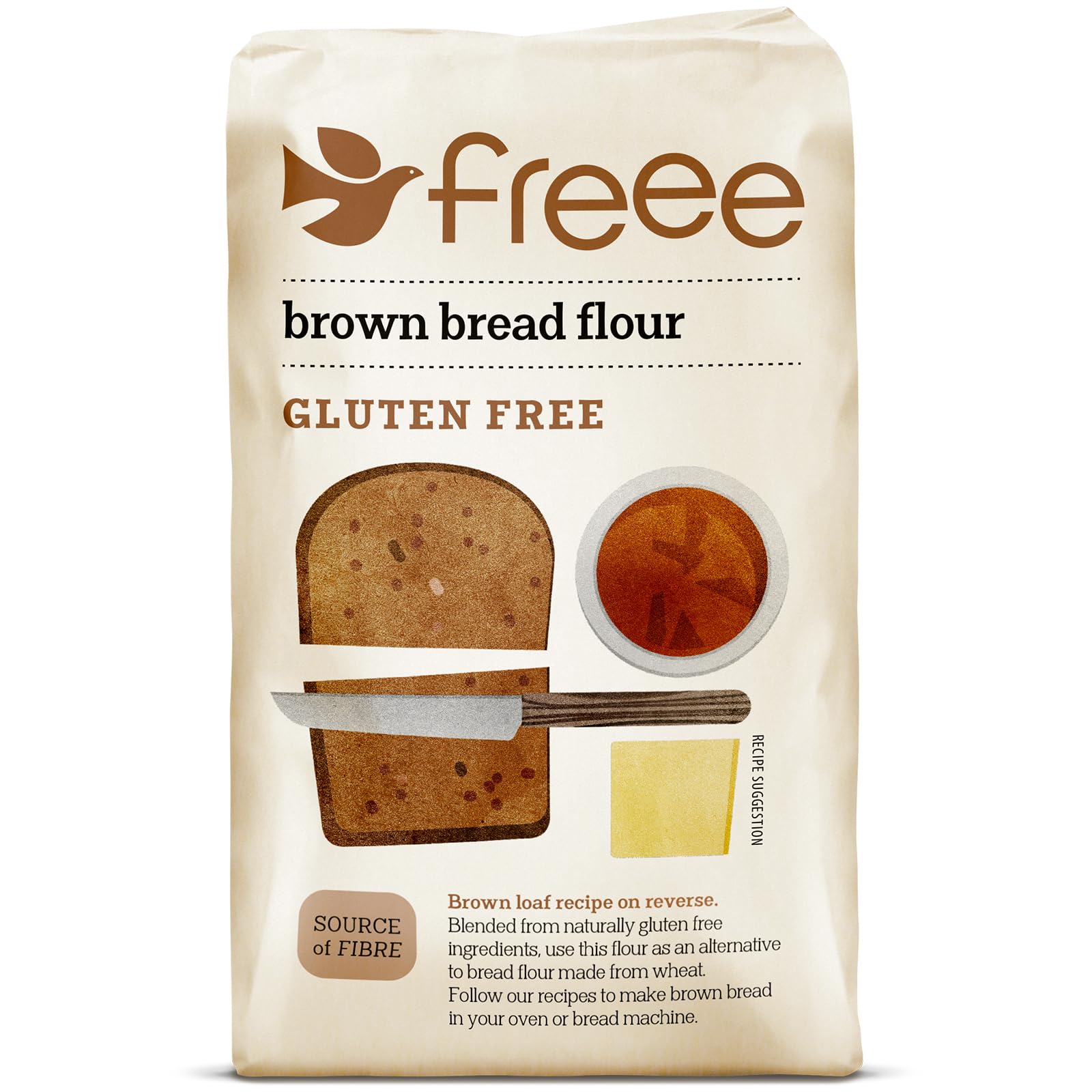 freee Brown Bread Flour | Unbleached & Gluten-Free | Freshly Milled Wheat Flour for Home Bread Baking & Bread Machine | Imported from UK | 35.27 Oz (1kg)