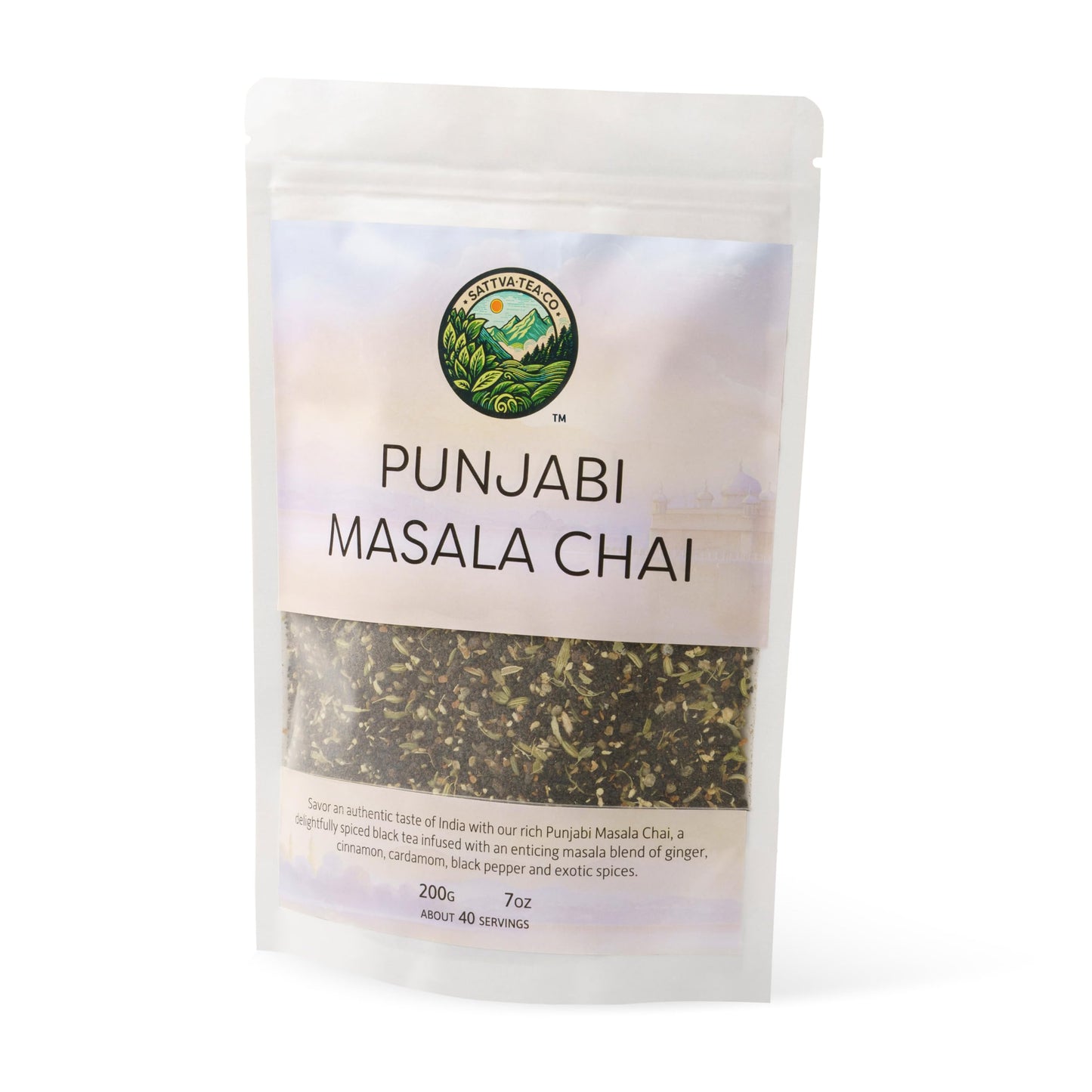 Sattva Tea Co | Punjabi Masala Chai | 200g/7oz Loose Leaf (Makes 40+ Cups) | Authentic Indian Spiced Chai Tea Blend with Ginger, Cinnamon, Cardamom