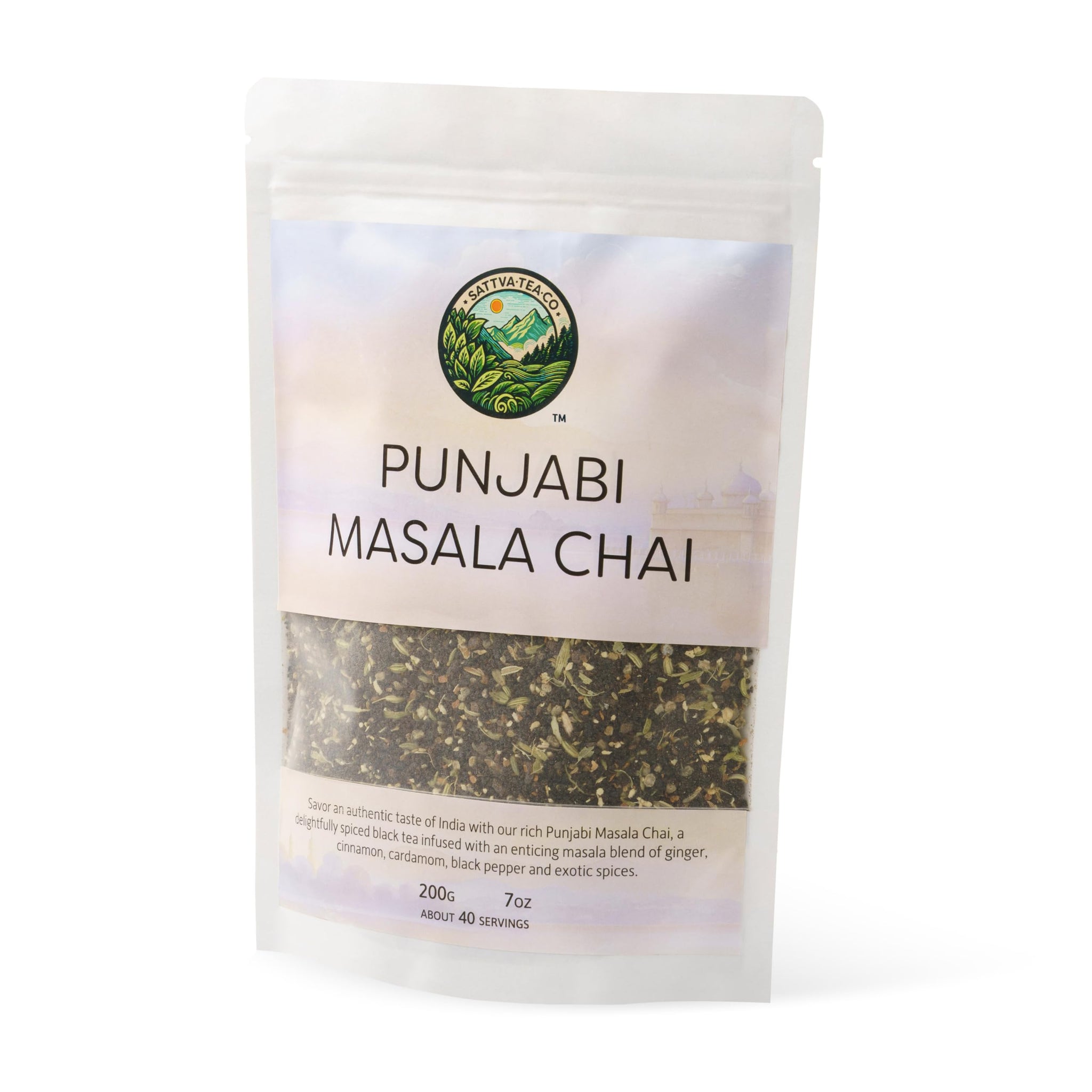 Sattva Tea Co | Punjabi Masala Chai | 200g/7oz Loose Leaf (Makes 40+ Cups) | Authentic Indian Spiced Chai Tea Blend with Ginger, Cinnamon, Cardamom