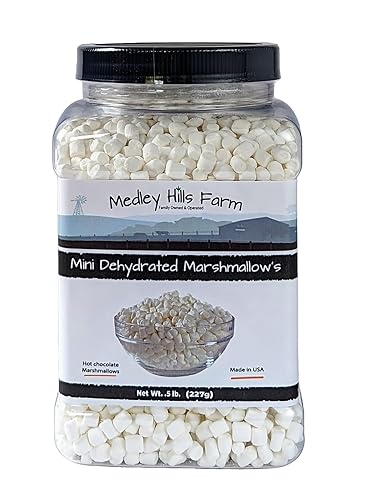 Vanilla mini dehydrated marshmallows in Reusable Container by Medley hills farm - mini marshmallows for hot chocolate - Perfect Dehydrated bits