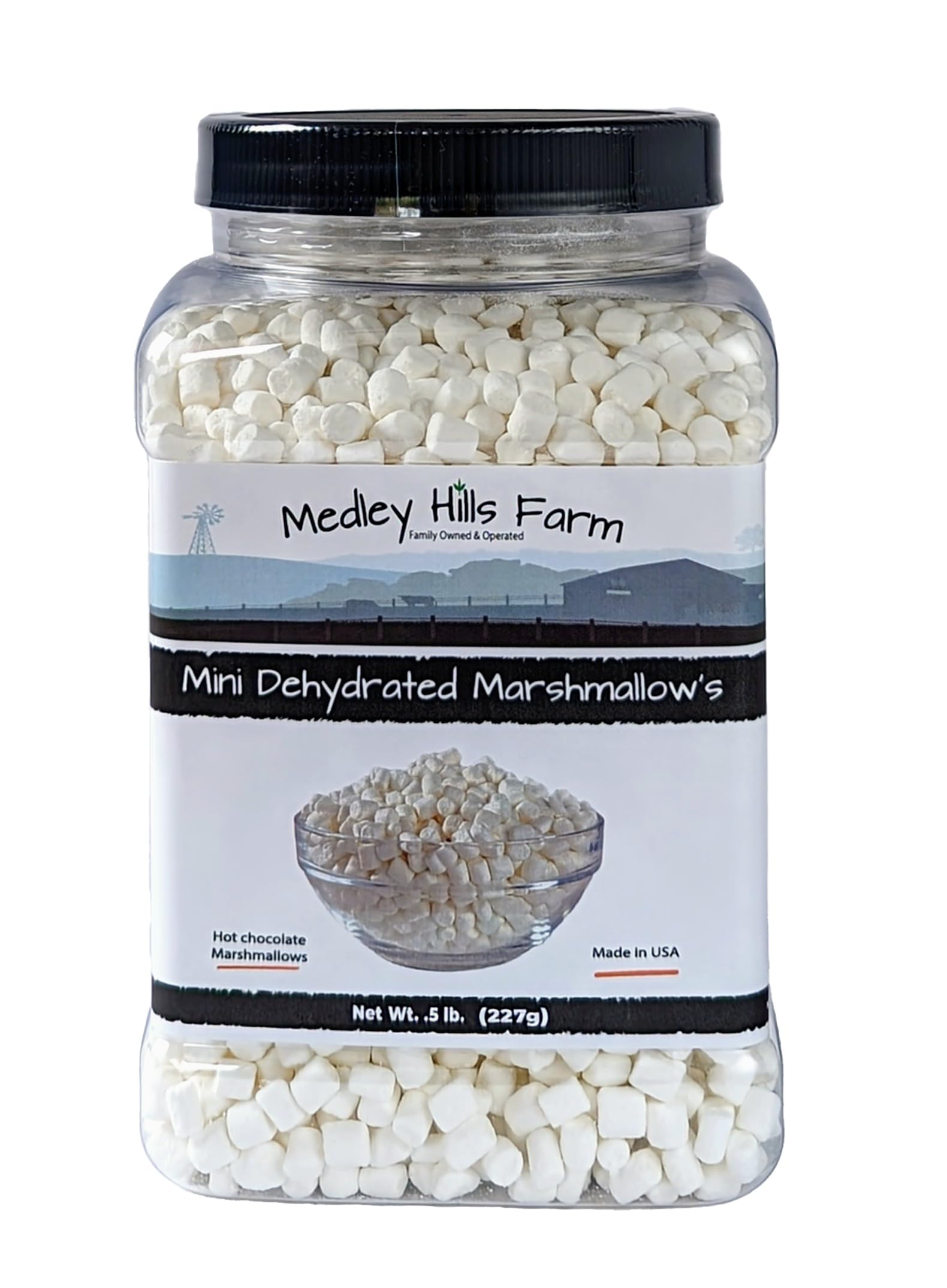 Vanilla mini dehydrated marshmallows in Reusable Container by Medley hills farm - mini marshmallows for hot chocolate - Perfect Dehydrated bits