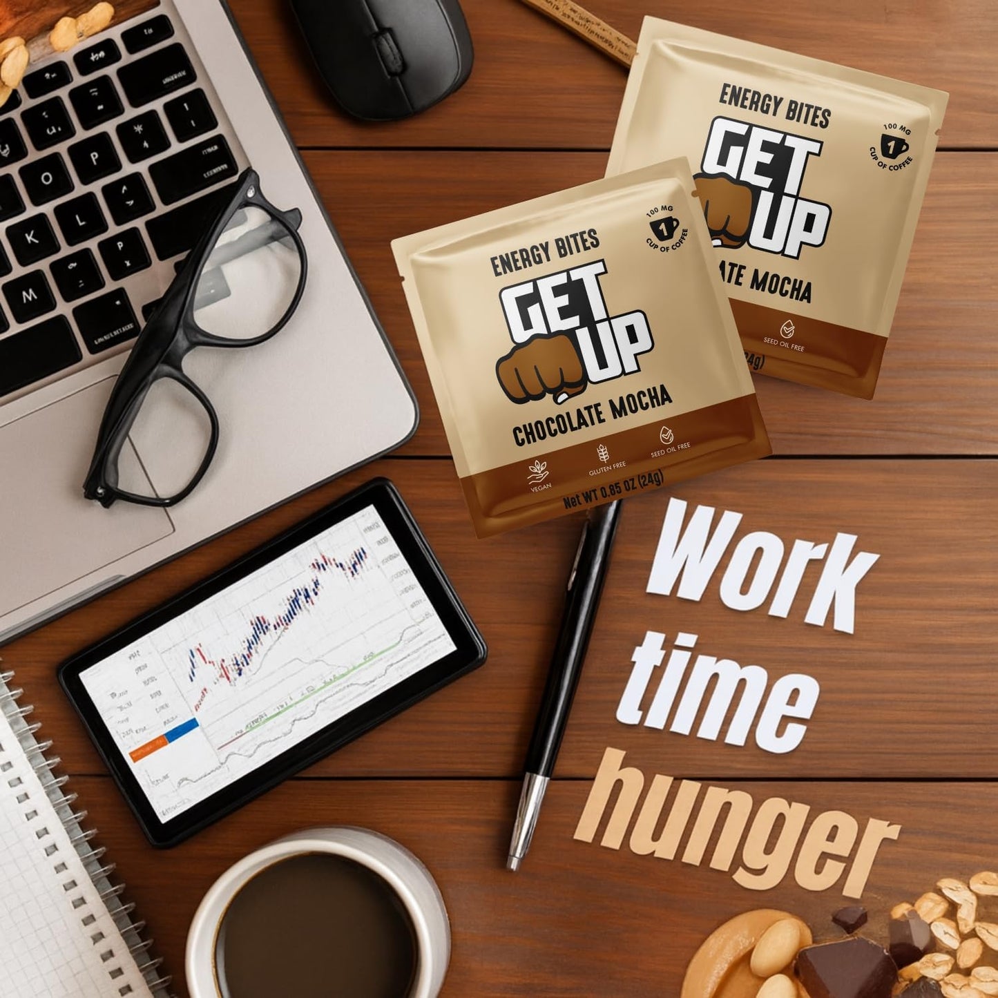 GetUp - Caffeinated Granola Bites - Chocolate Mocha (10 Pack) - 100mg Caffeine Energy Bites - Gluten-Free, 0 Seed Oils, All Natural - Coffee