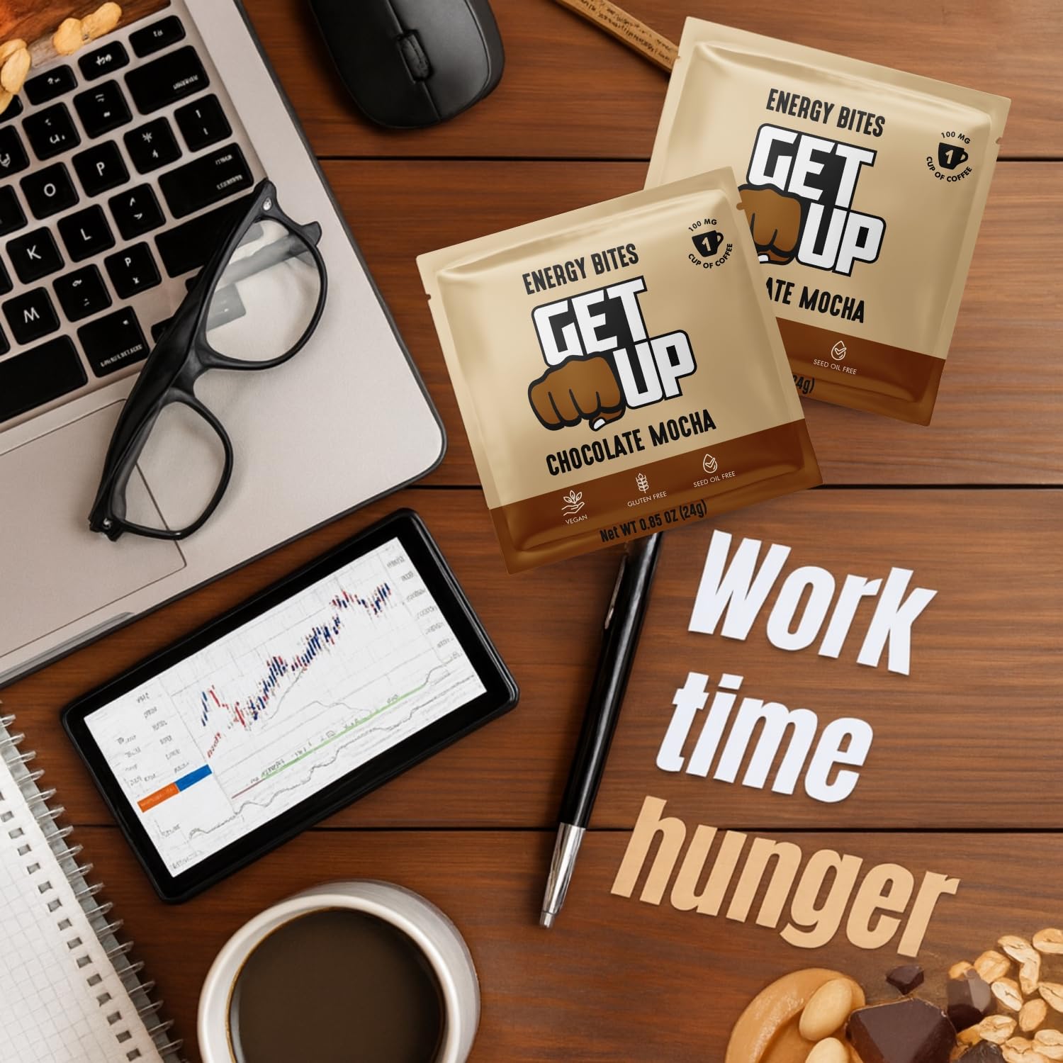 GetUp - Caffeinated Granola Bites - Chocolate Mocha (10 Pack) - 100mg Caffeine Energy Bites - Gluten-Free, 0 Seed Oils, All Natural - Coffee