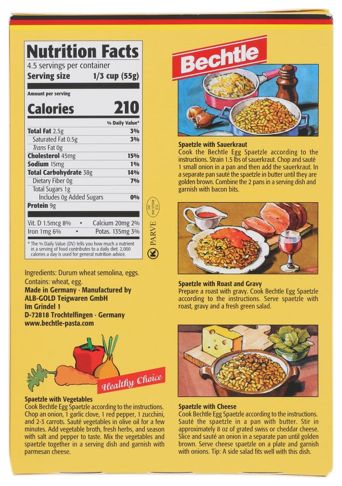 Bechtle Spaetzle (Traditional German Egg Noodles) 9-Ounce Box (Pack of 12) by Bechtle