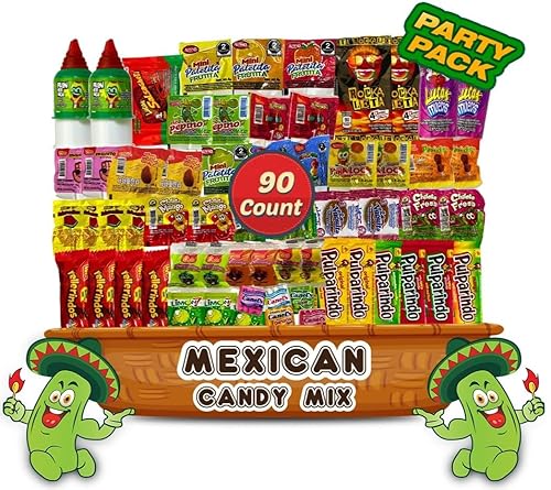 Mexican Candy Assortment Snacks Pack - Variety of Spicy, Sweet, and Sour Candies, Includes Lucas Candy, Pelon Pelo Rico, Pulparindo, Rellerindo, by
