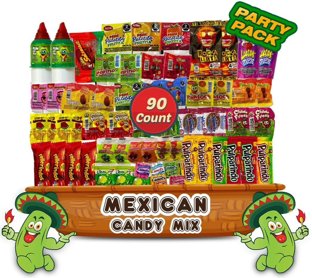 Mexican Candy Assortment Snacks Pack - Variety of Spicy, Sweet, and Sour Candies, Includes Lucas Candy, Pelon Pelo Rico, Pulparindo, Rellerindo, by
