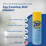Zep Foaming Wall Cleaner 18 oz (2 Units) and a Blue Microfiber Rag ECBD026-2-Pack Paint-Safe Cleaner for Wall Scuffs Marks and Grease with a Reusable