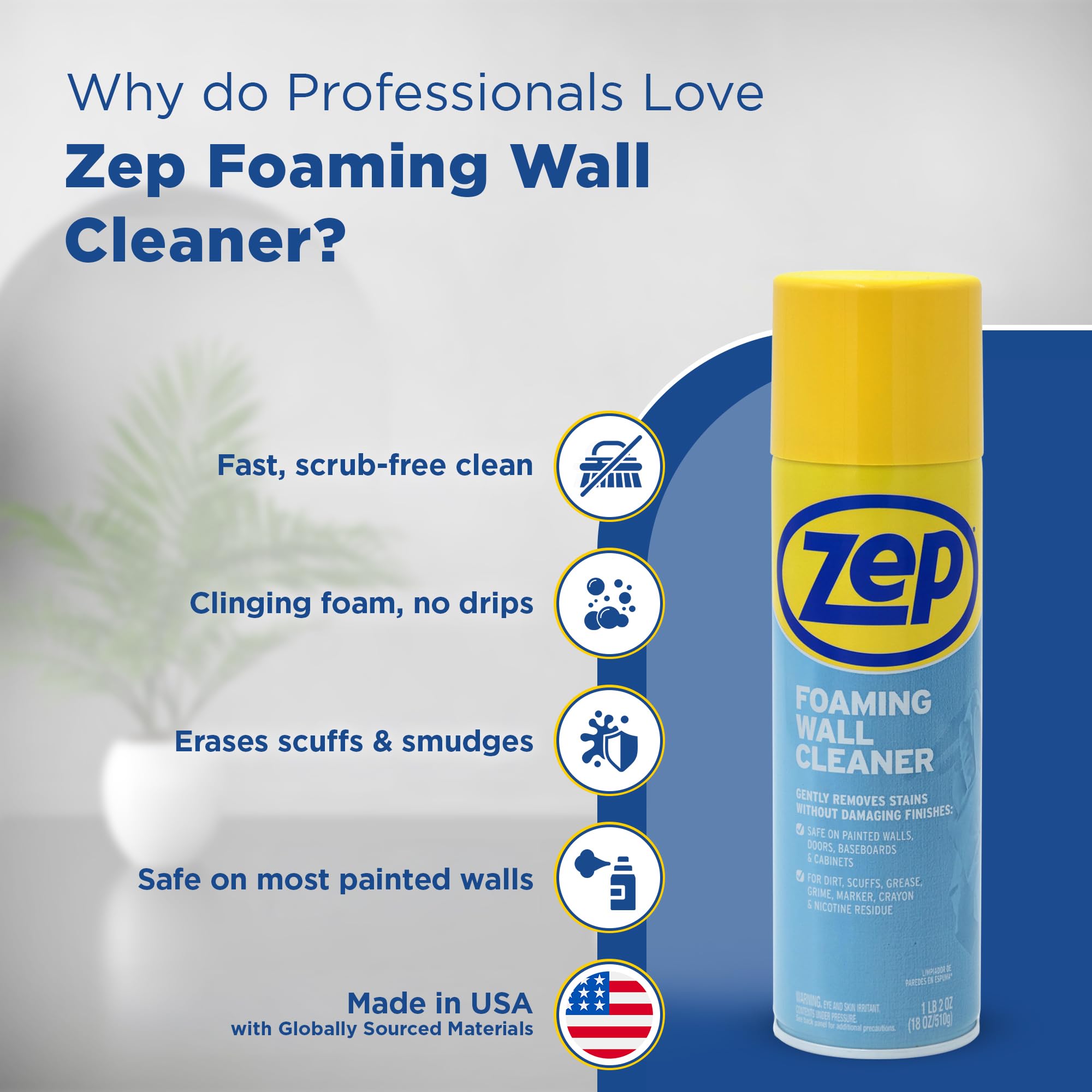 Zep Heavy-Duty Oven and Grill Cleaner 19 oz (1 Unit) and Foaming Wall Cleaner 18 oz (1 Unit) ECBD001 - Professional Grade Foaming Spray Cleaners
