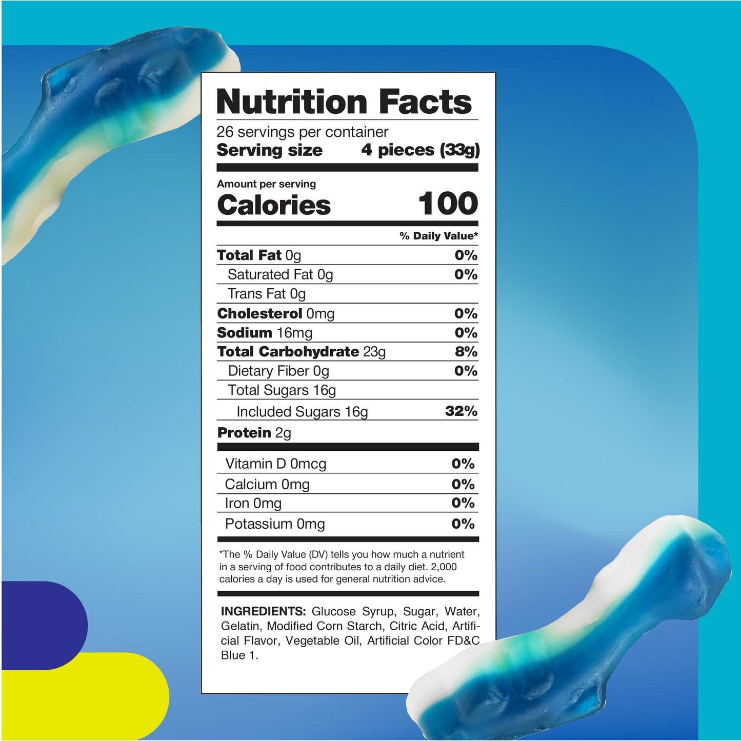 Blue Sharks Gummy Candy - 2 Pound Bulk Bag of Blue Raspberry Shark Gummies - Fun Candy for Buffets, Beach Parties, Goody Bags and Ocean Themed Events