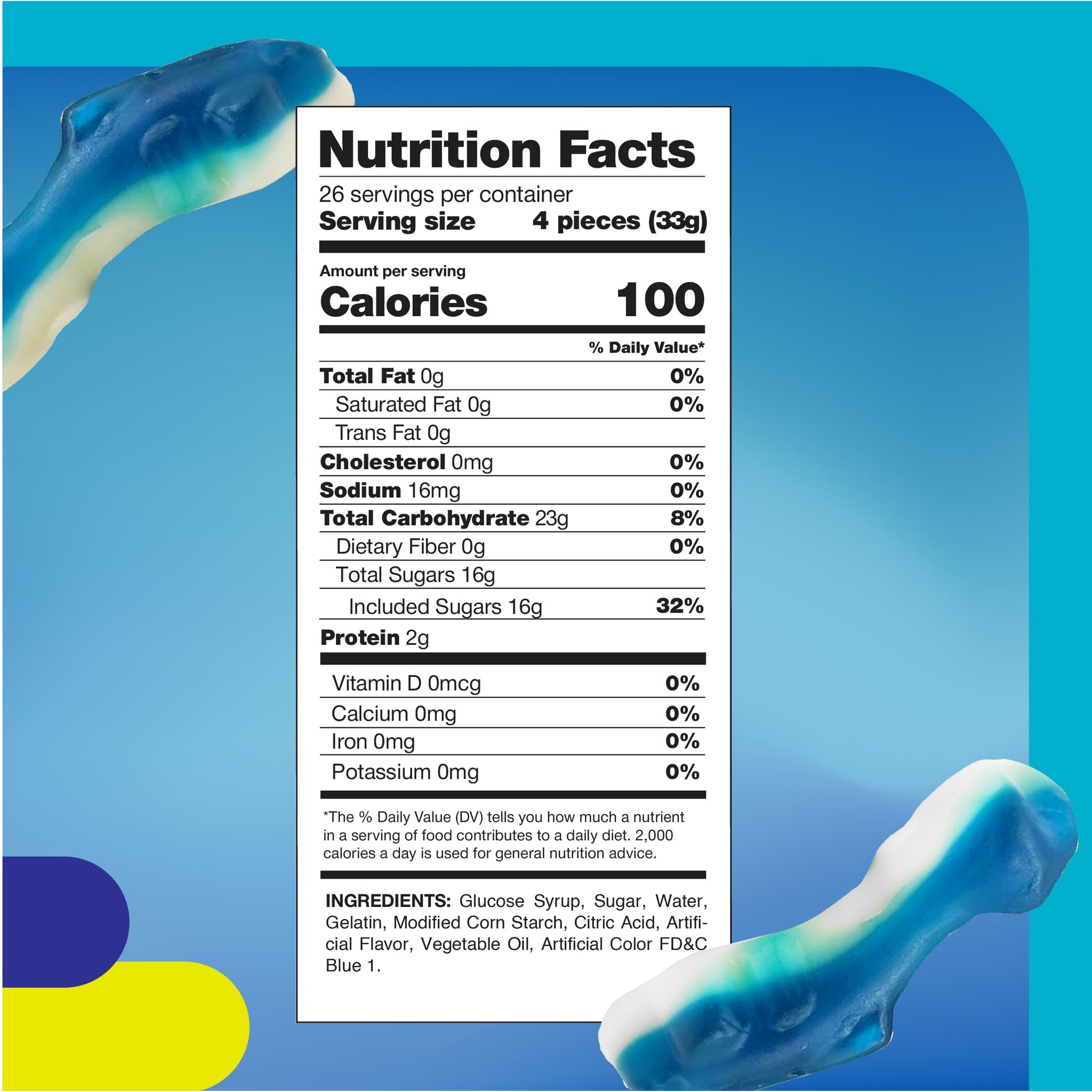 Blue Sharks Gummy Candy - 2 Pound Bulk Bag of Blue Raspberry Shark Gummies - Fun Candy for Buffets, Beach Parties, Goody Bags and Ocean Themed Events