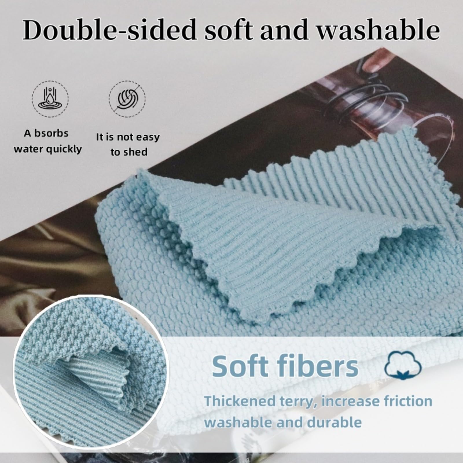 COKOEYSDR Microfiber Cleaning Cloths 5 Pack 12 x 12 Inches, Reusable and Washable, Ultra Soft Absorbent Quick Drying Dish Towels, Cleaning Towels
