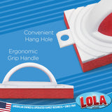 LOLA All Purpose Scrubber, Medium Duty Fiber Pad, Bath and Tile Scrubber, Grip Handle, Multi-Surface Cleaner, 1 Pack