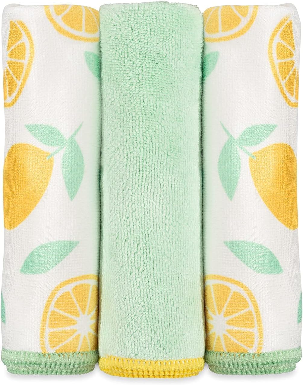 Full Circle Renew Collection All-Purpose Recycled Microfiber Cloths, Citrus Print, 12.01" x 3.00", Set of 3 - Cleans with Just Water & Naturally