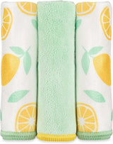 Full Circle Renew Collection All-Purpose Recycled Microfiber Cloths, Citrus Print, 12.01" x 3.00", Set of 3 - Cleans with Just Water & Naturally
