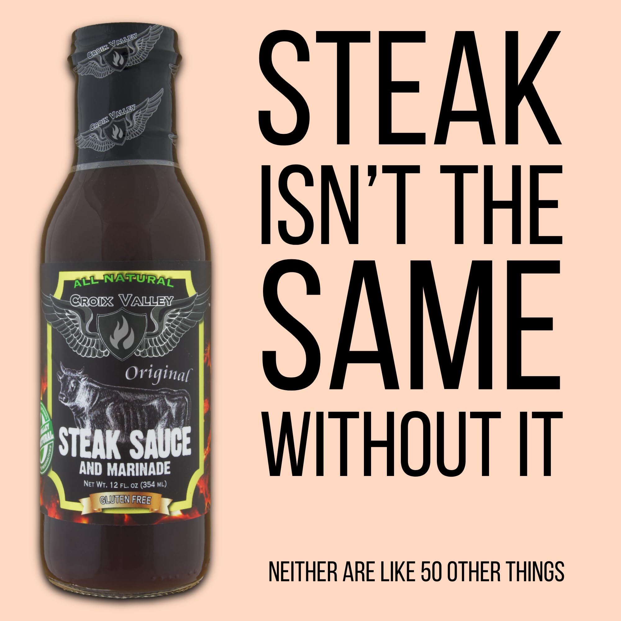 Croix Valley Original Steak Sauce & Marinade - 3 Pack (12 oz Glass Bottles) - Sweet & Savory with Signature Spice - Gluten-Free, No MSG, No High