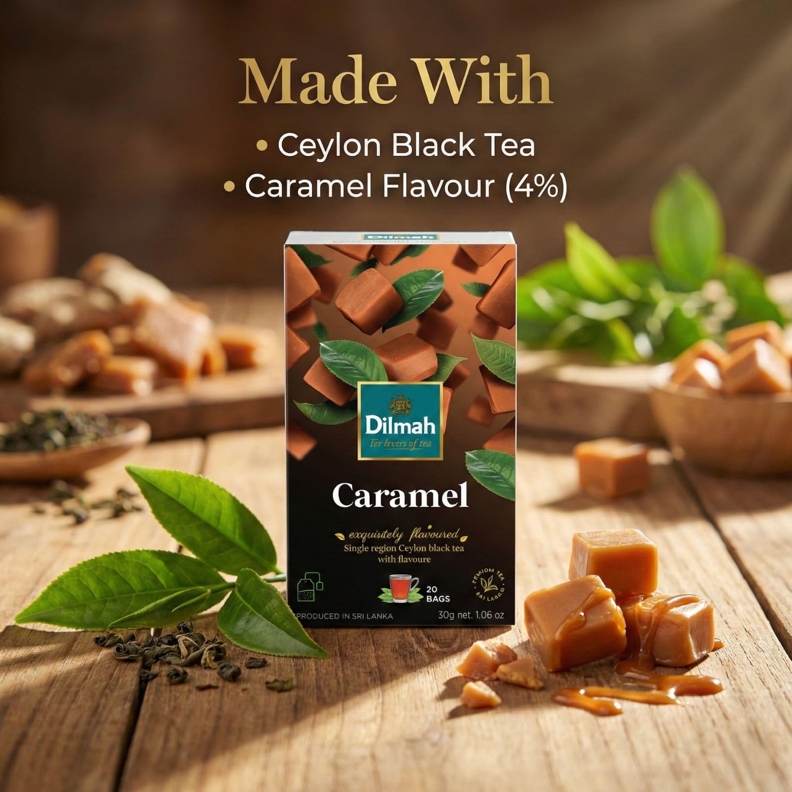 Dilmah Caramel Flavored Ceylon Black Tea - 20 Tea Bags