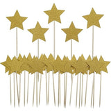 Gold Star Cake Cupcake Decorations Toppers Picks Supplies, Appetizer Picks, 30 Counting by Bilipala